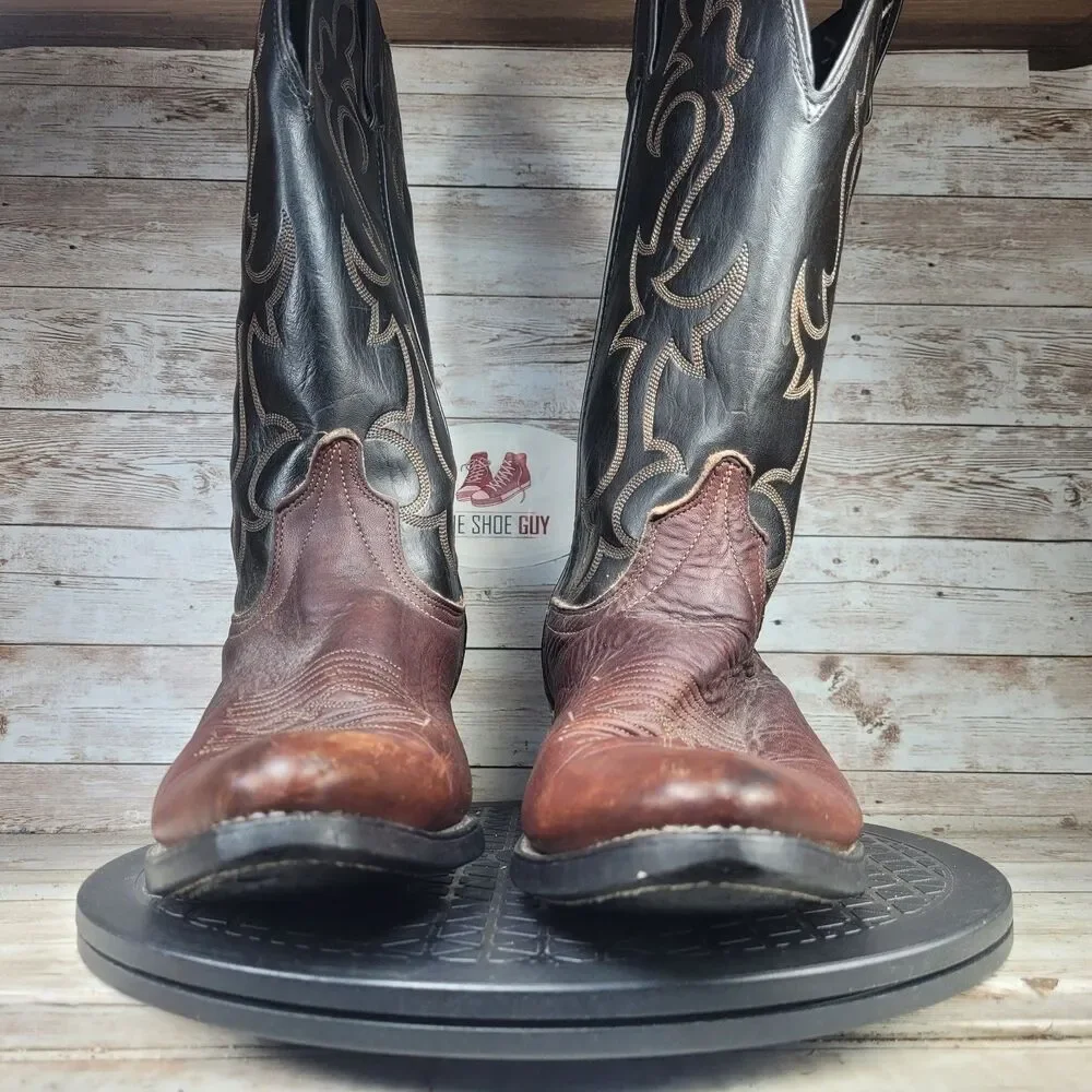 Laredo Men Size 9.5EE Brown Bullhide Leather Western Cowboy Boots